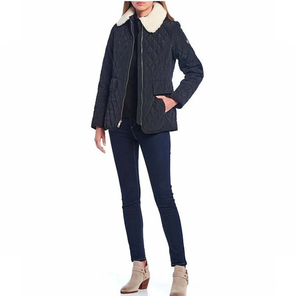 MICHAEL KORS Women's Sherpa Collar Diamond Quilted Jacket Black Size Small - Picture 4 of 9